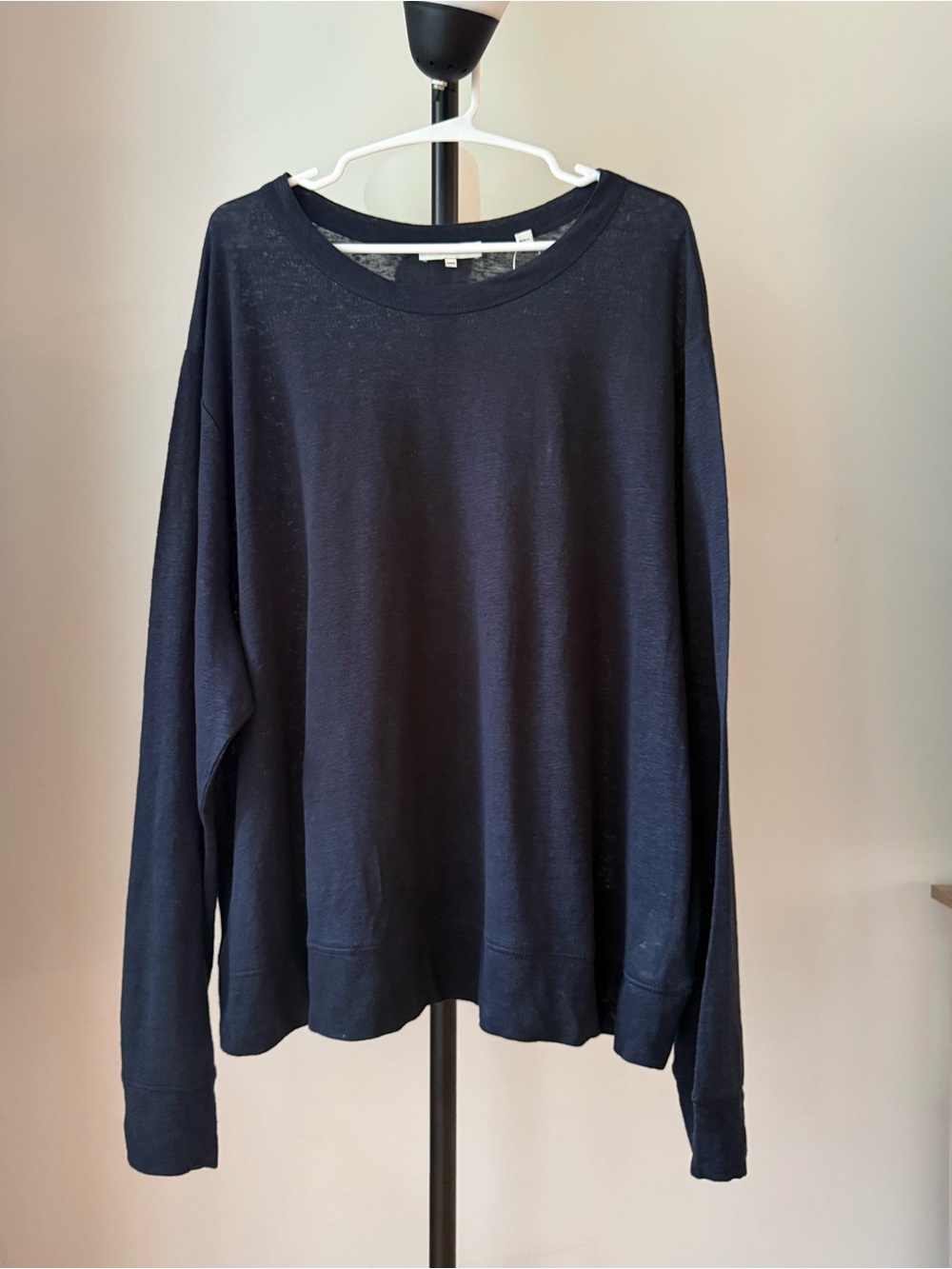 Vince 100% Linen Long Sleeve Top Women’s XXXL Navy Blue NWT